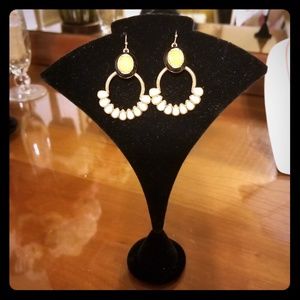 Silver Earrings with Yellow Stones